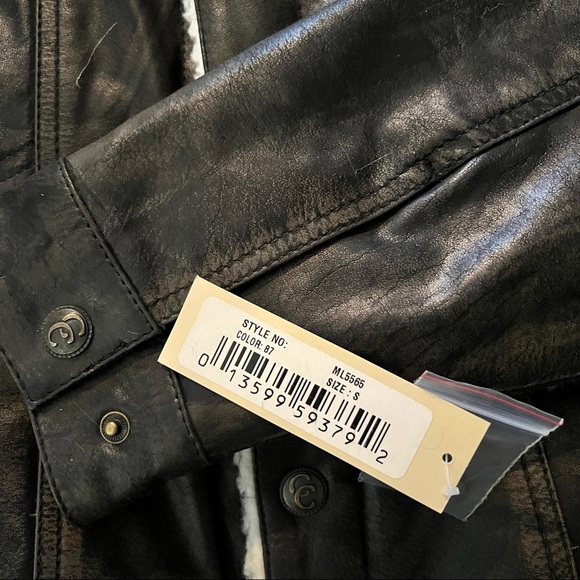 NWT Cripple Creek Men's Black Conceal Carry Sherpa Trucker Leather Jacket Small - Picture 9 of 14